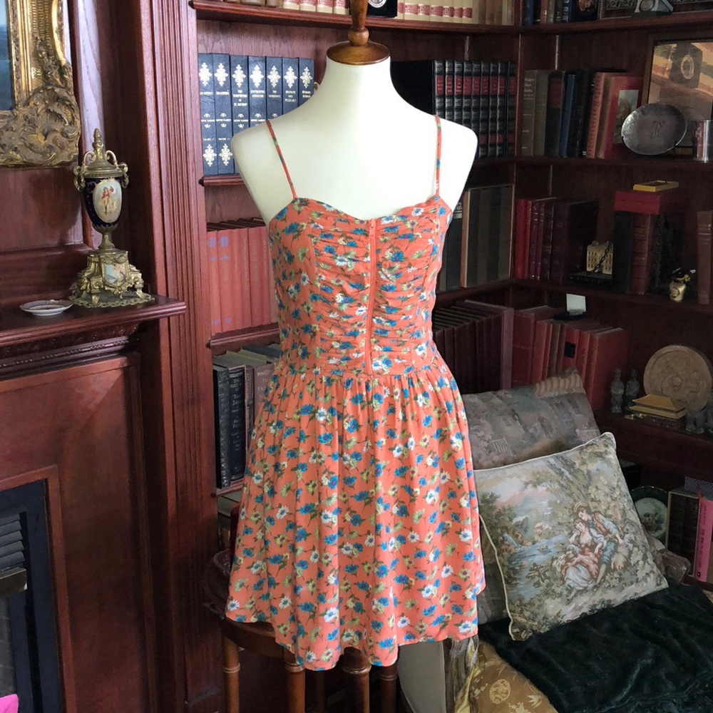 Coral Floral Sundress with Pockets!